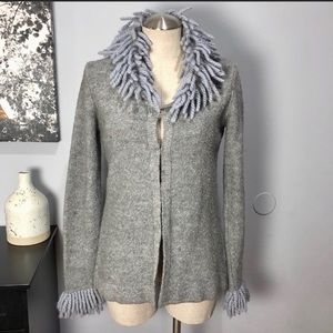 Free People ❤️ Grey Fringe Cardigan Sweater Large